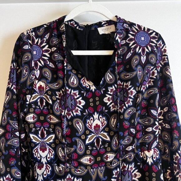 Everly Multi Color Floral Long Sleeve Skater Dress size M - Picture 2 of 9